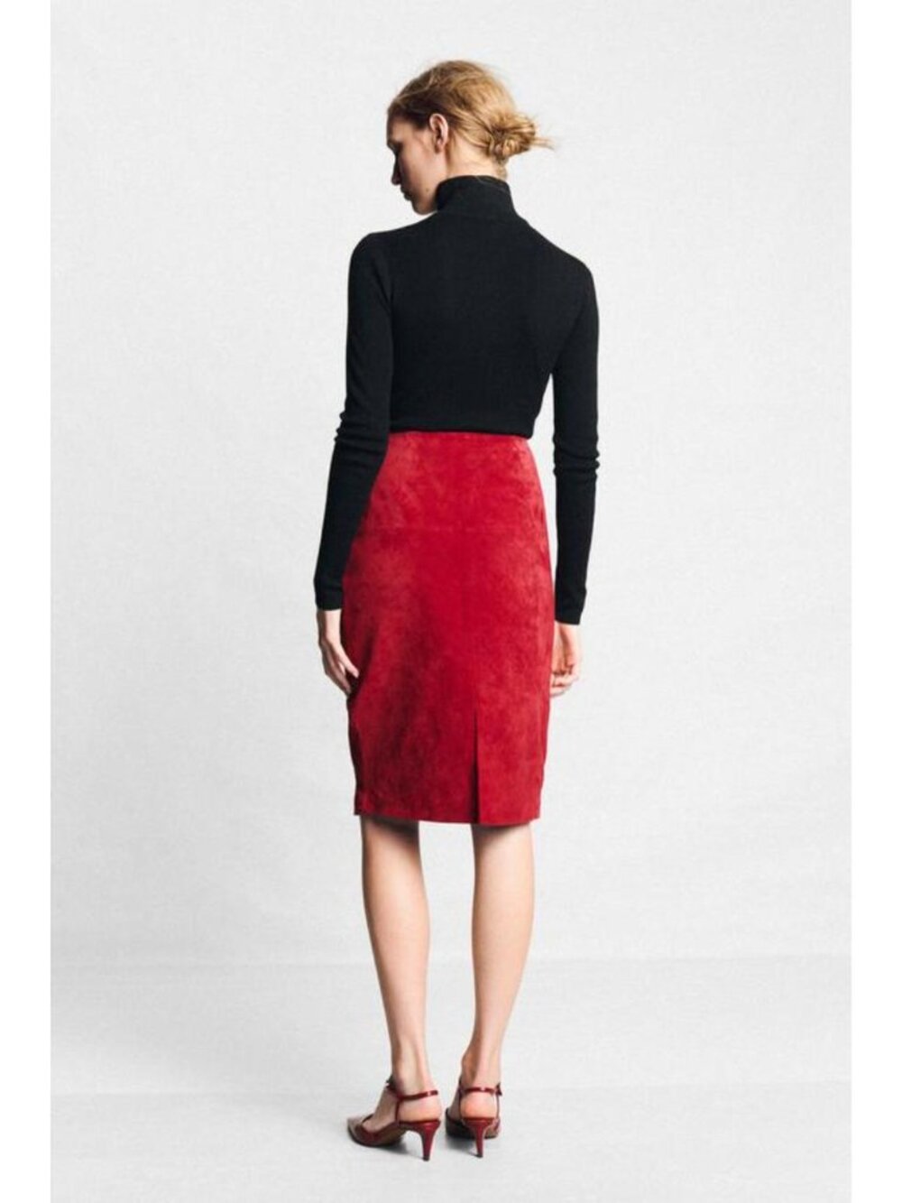 ZARA 100% LEATHER MIDI SKIRT 3046/285/632